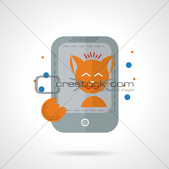 Cat taking photo flat color vector icon