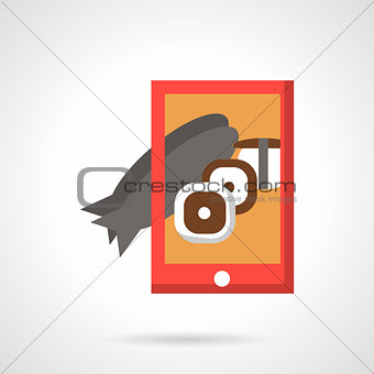 Seafood photo with phone flat vector icon