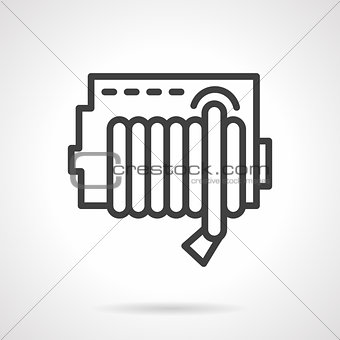 Simple line fire hose reel vector icon.