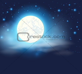 Night sky with a full moon
