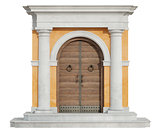 Front view of a classic portal in tuscany order  