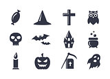 Simple vector icons set for Halloween.