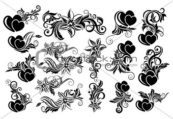 Black floral design element