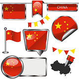 Glossy icons with flag of China