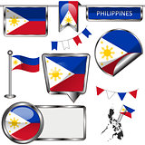 Glossy icons with flag of Philippines