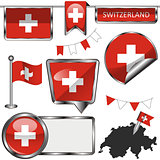 Glossy icons with flag of Switzerland