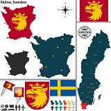 Map of Skane, Sweden