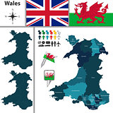 Map of Wales with Principal Areas