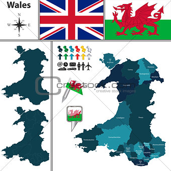 Map of Wales with Principal Areas