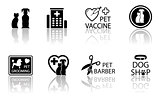 veterinary icon set with reflection