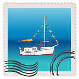 Illustratiuon of a postage stamp with sailing ship