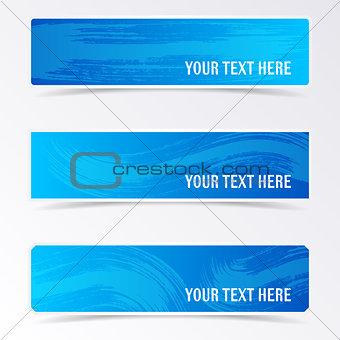 Blue vector banners with brush strokes