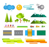 Landscape constructor icons set