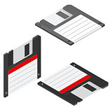 Floppy disc isometric icon set
