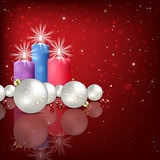 Abstract background with Christmas decorations and candle