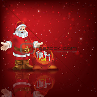 Abstract background with Santa Claus and Christmas gifts
