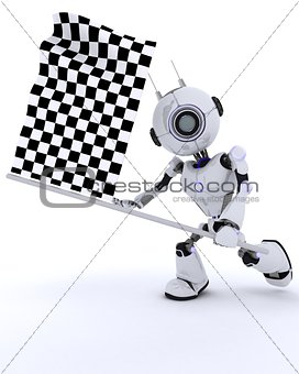 Robot with chequered flag