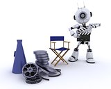 Robot in directors chair with megaphone