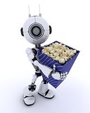 Robot with popcorn