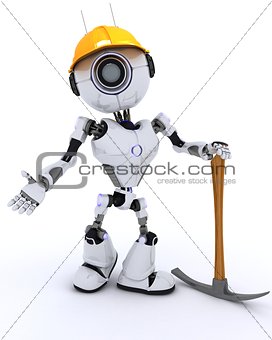 Robot builder with a pickaxe