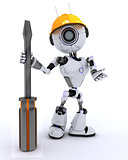 Robot builder with a screwdriver