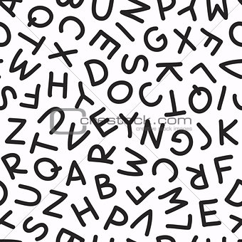 Hand Drawn Uppercase Letters Seamless Pattern