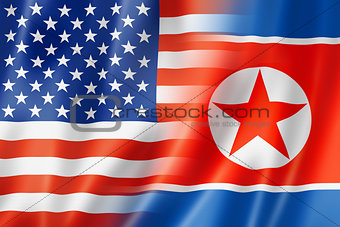 USA and North Korea flag