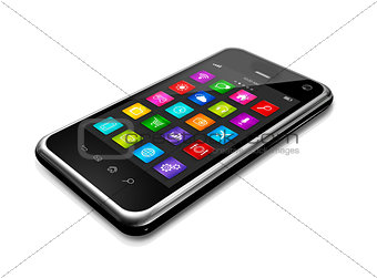 Mobile phone with apps icons interface