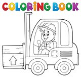 Coloring book fork lift truck theme 1