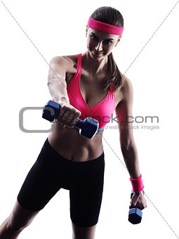 woman fitness weights exercises silhouette