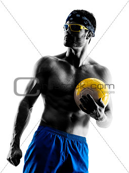 man playing beach volley silhouette