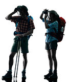 couple trekker silhouette Photographing