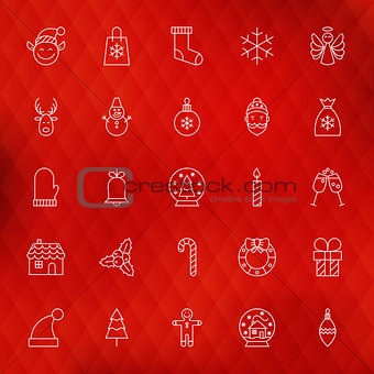 Christmas New Year Thin Line Icons Set
