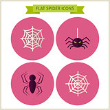 Flat Scary Spider Website Icons Set