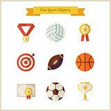 Flat Sport and Competition Winning Objects Set