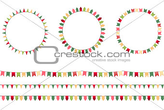 Round festive frames with flags, endless horizontal texture.
