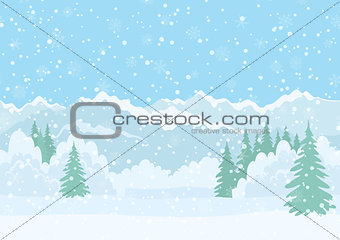 Christmas landscape, night winter forest