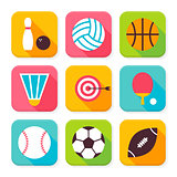 Flat Sport and Recreation Squared App Icons Set
