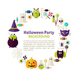 Flat Style Vector Circle Template Collection of Halloween Party 