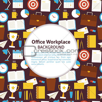 Flat Vector Pattern Office Workplace Background