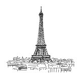 Paris,cityscape with Eifel Tower. Sketch for your design