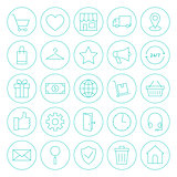 Line Circle Online Shopping E-commerce Website Icons Set