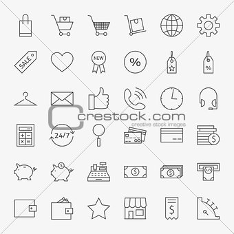 Line Online Shopping and Commerce Icons Big Set