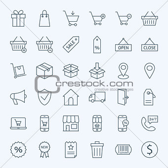 Line Shopping and E-commerce Icons Set