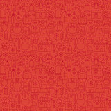 Thin Line Holiday Christmas Red Seamless Pattern