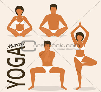 Woman and man are doing yoga