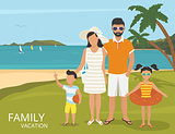 Happy family vacations illustration flat design