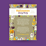 Trick or Treat Halloween Party Invitation Vector Template Flyer