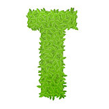Uppecase letter T consisting of green leaves