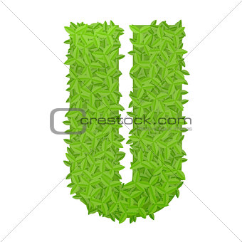 Uppecase letter U consisting of green leaves